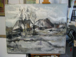 Na restauratie, schilderij boerderijen
